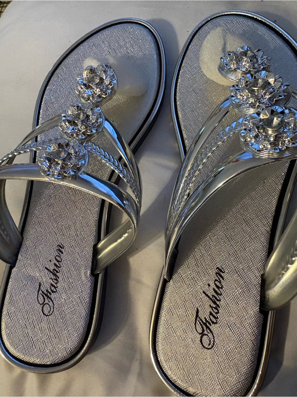 Silver Jeweled Women's Sandals
